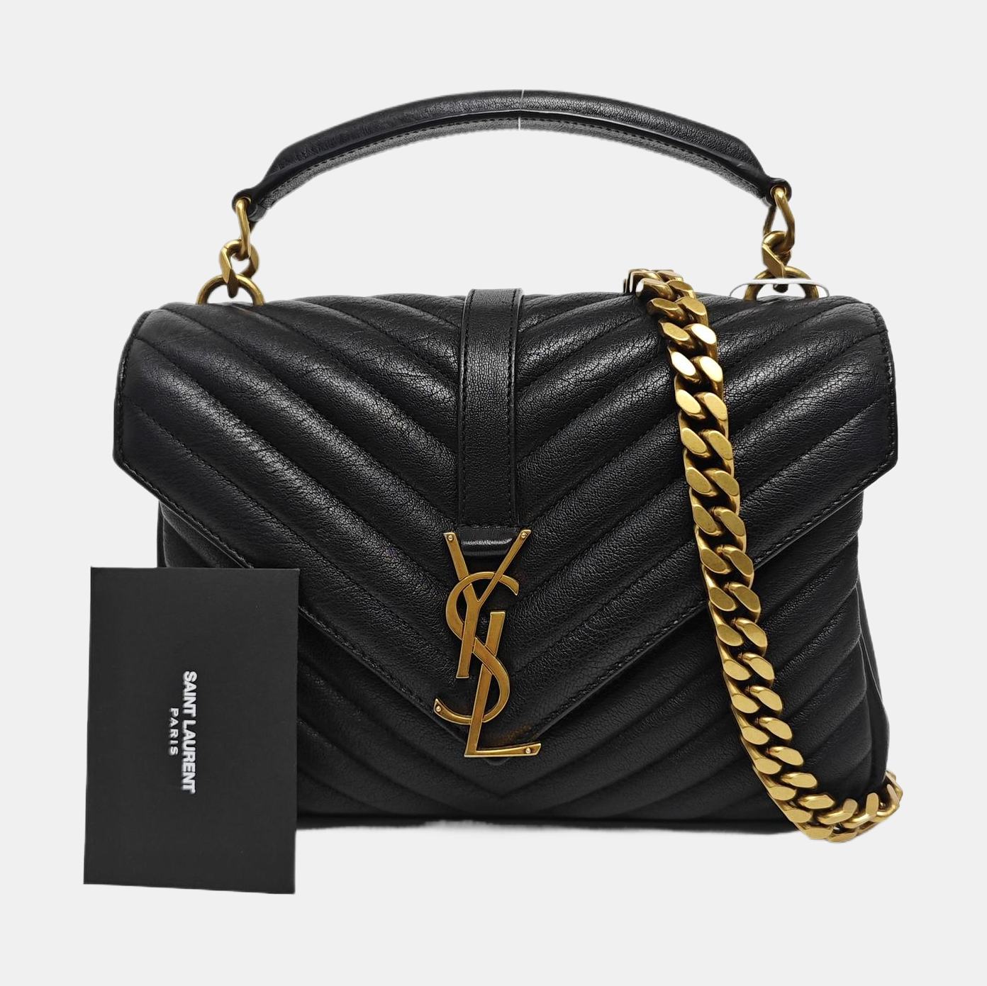 COLLEGE Medium Chevron Lambskin Black