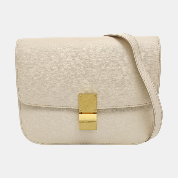 Authenticated pre-owned  CLASSIC BOX Medium Calfskin Beige - Shoulder Bag at Looply