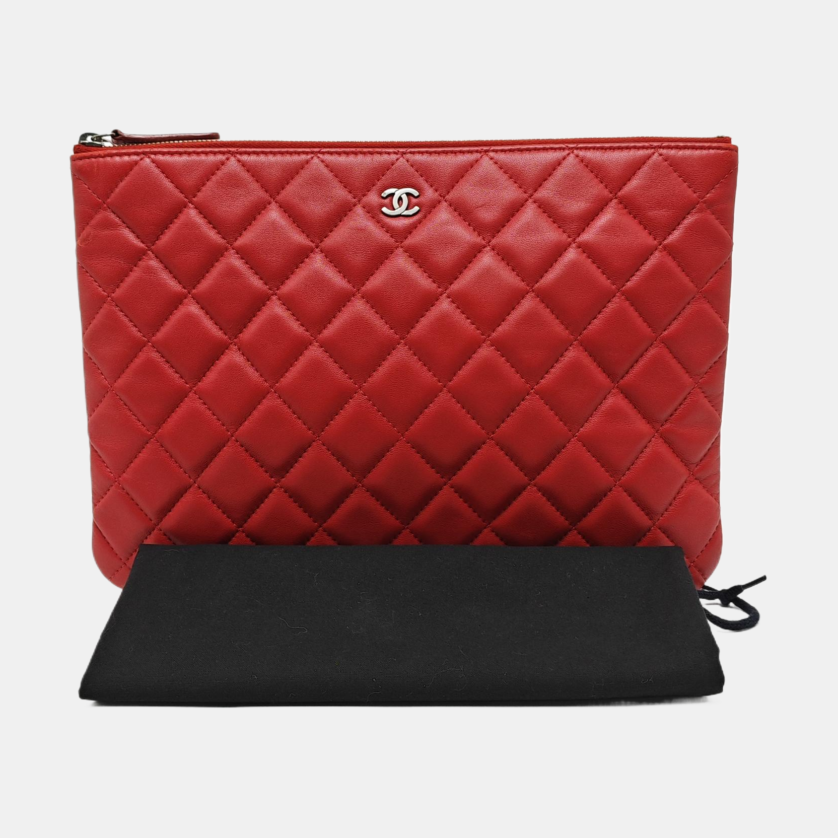 Quilted Lambskin Clutch Red