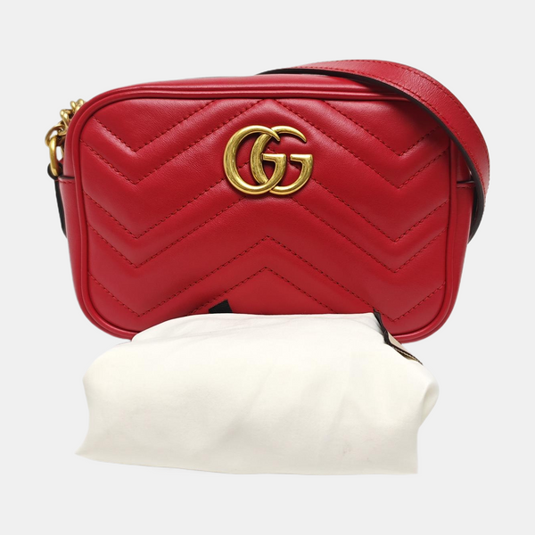 GG Marmont Super Mini Quilted Calfskin Red
