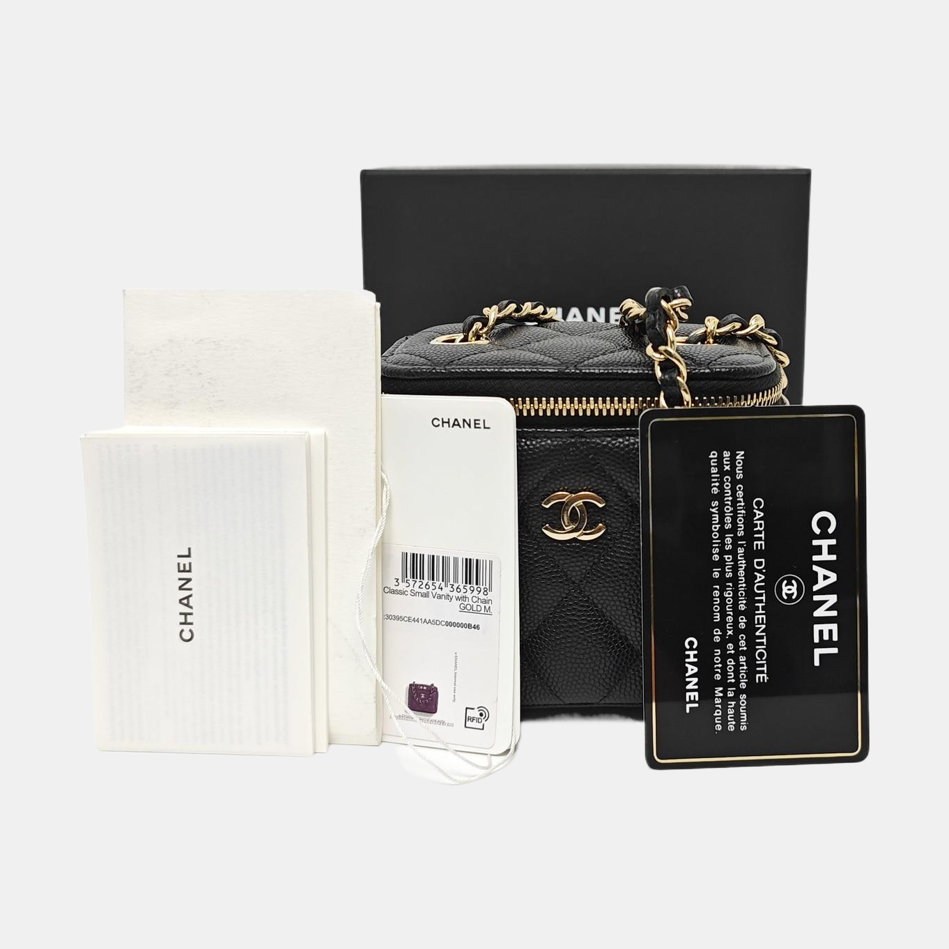 VANITY CASE Mini Quilted Grained Calfskin Black