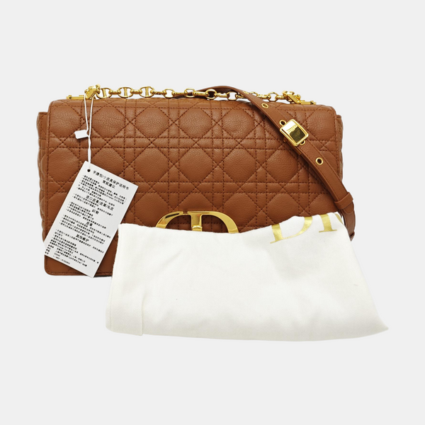 Dior Caro Large Quilted Calfskin Brown