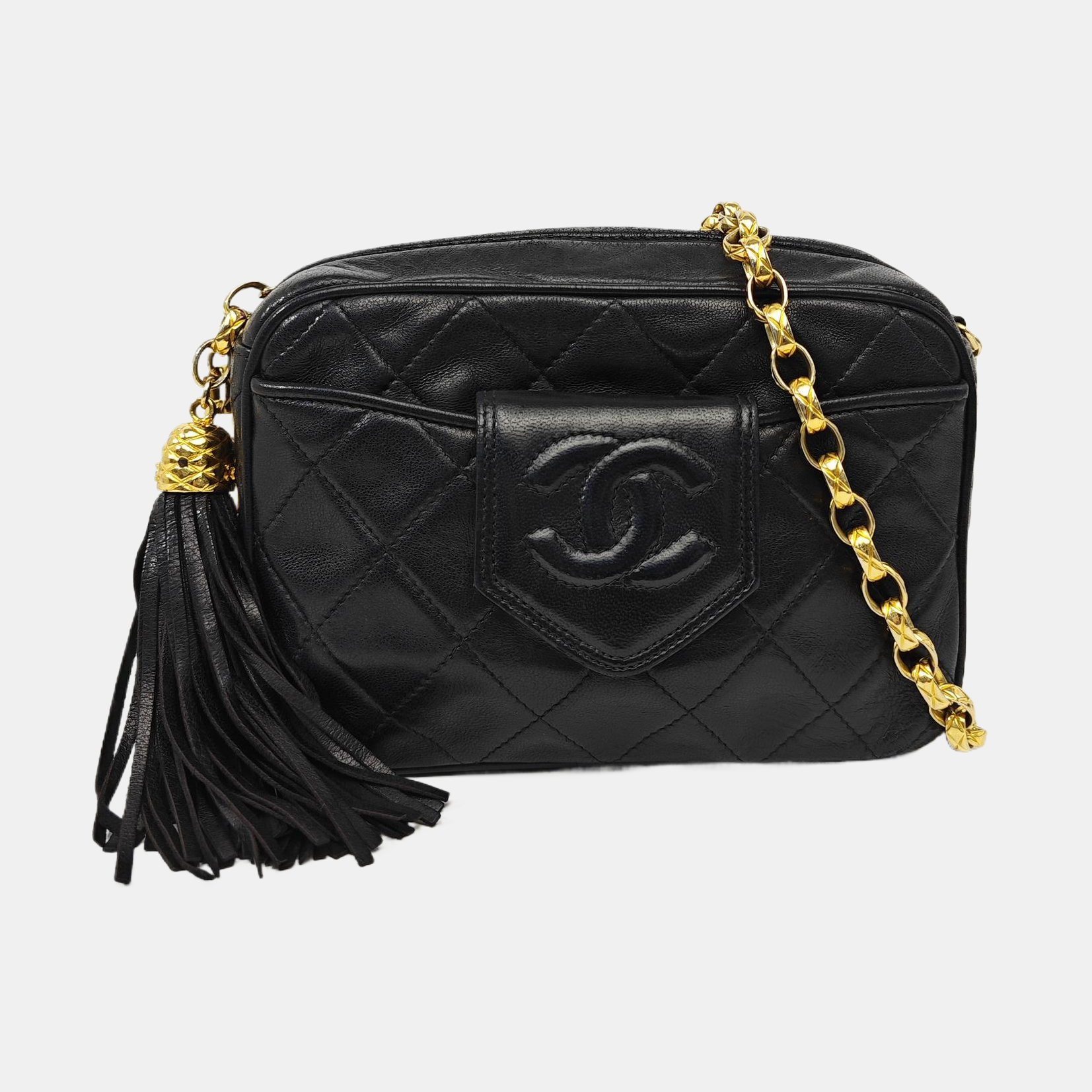 Quilted Lambskin Shoulder Bag Black