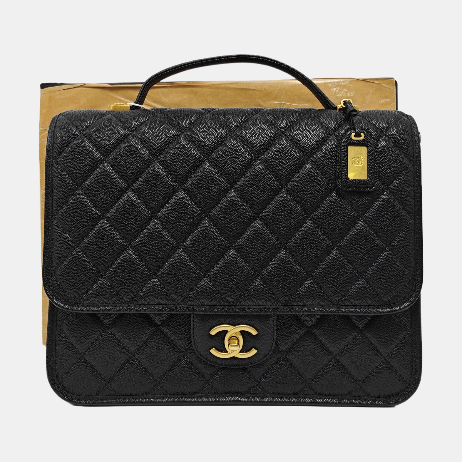 22K Quilted Grained Calfskin Black
