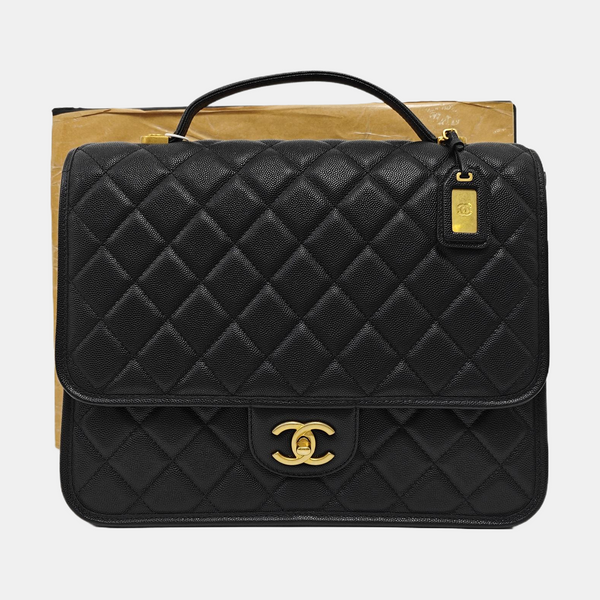 22K Quilted Grained Calfskin Black