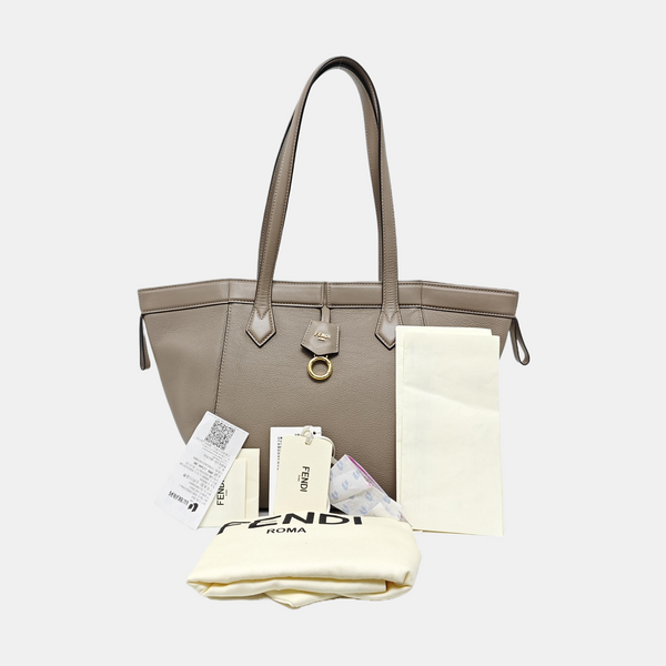 Leather Tote Bag Gray