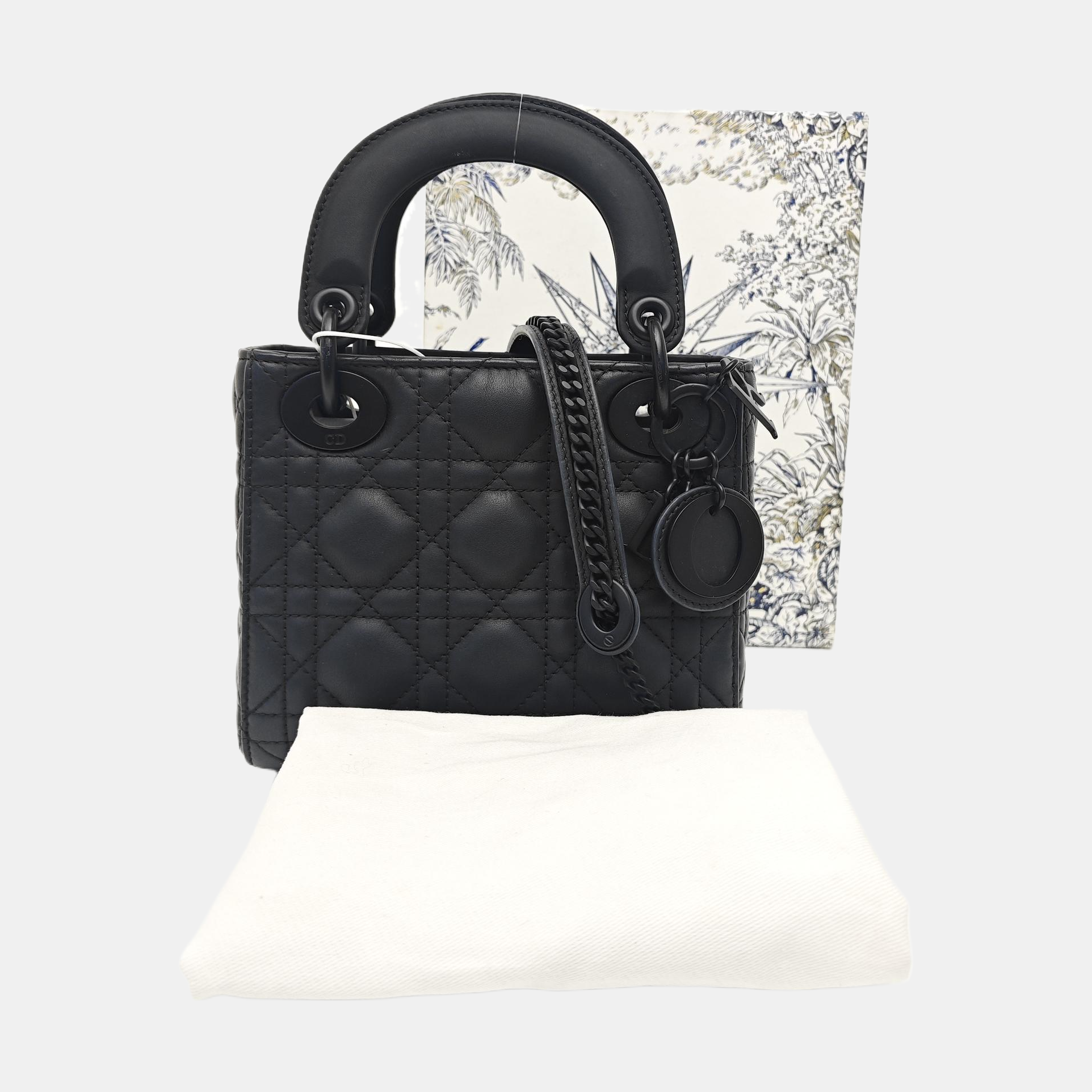Lady Dior Mini Cannage Calfskin Black