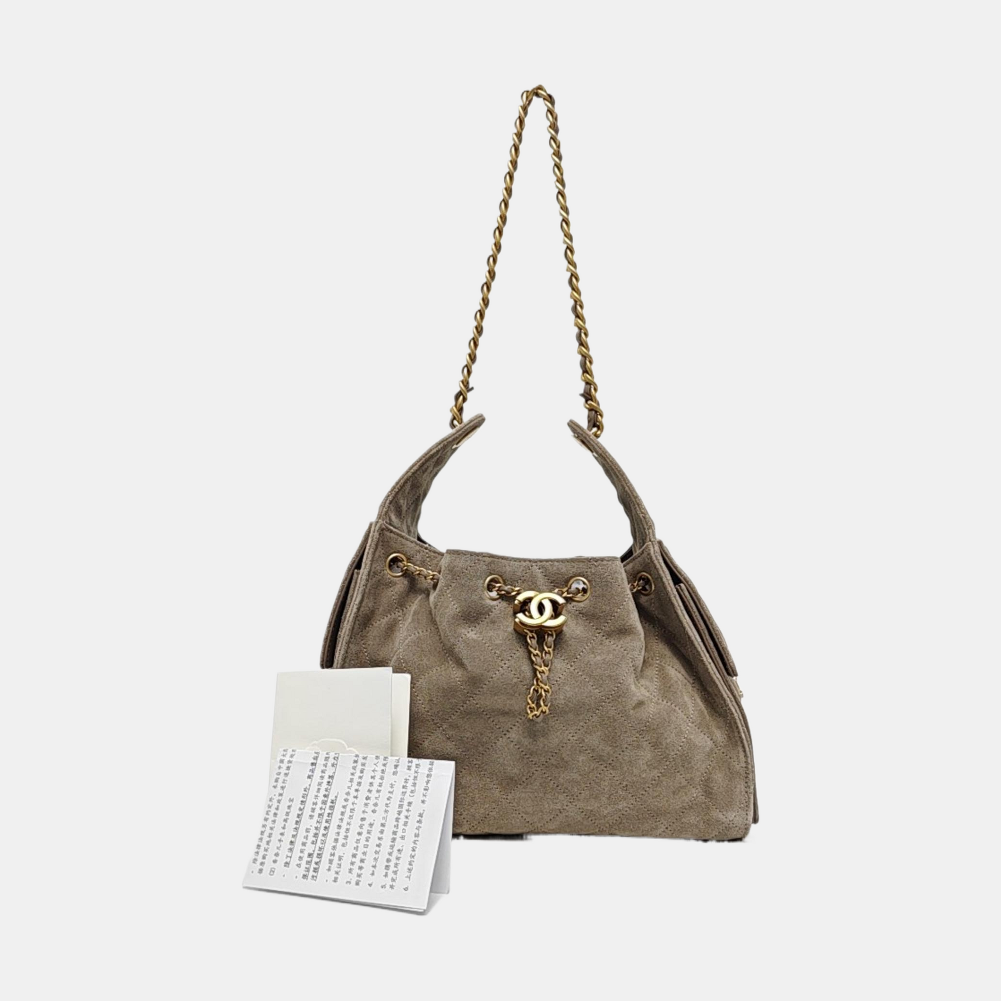 CHANEL 25 Small Quilted Suede Gray
