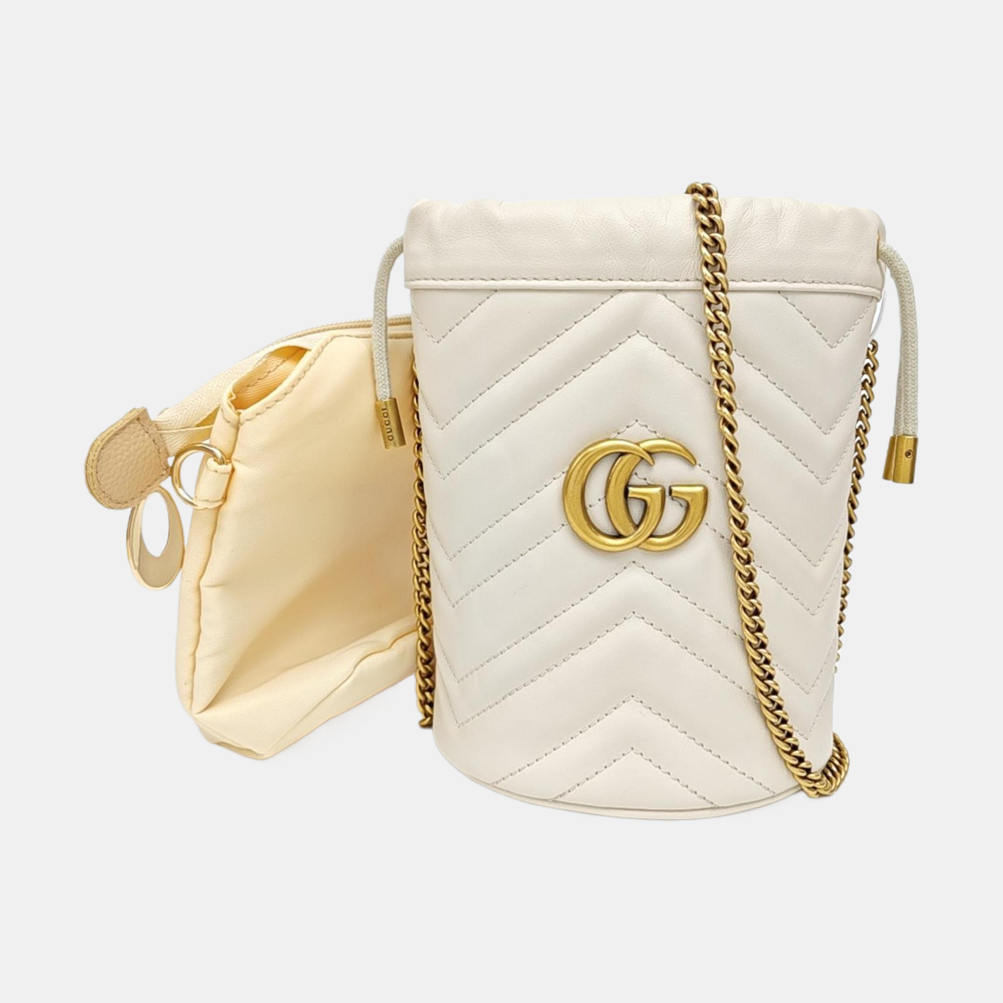 GG Marmont Mini Quilted Calfskin White