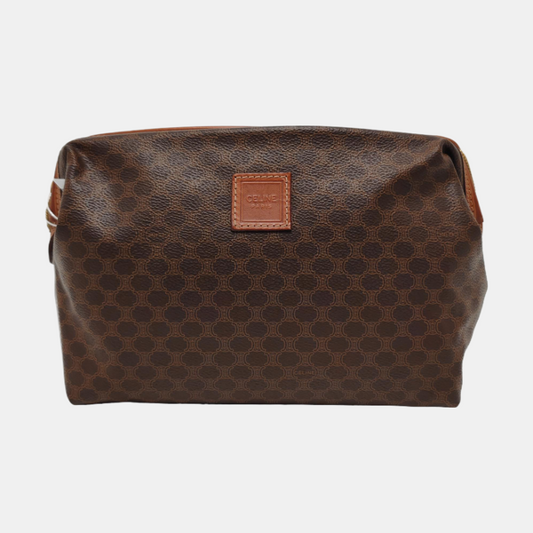Authenticated pre-owned  MACADAM COSMETIC BAGS Coated Canvas Brown - Clutch at Looply
