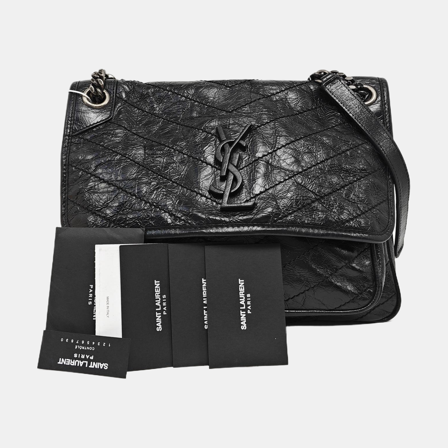 NIKI Medium Chevron Calfskin Black