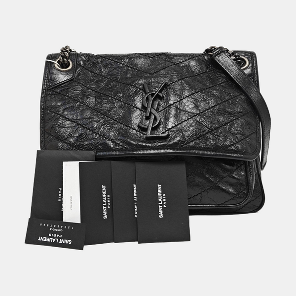NIKI Medium Chevron Calfskin Black