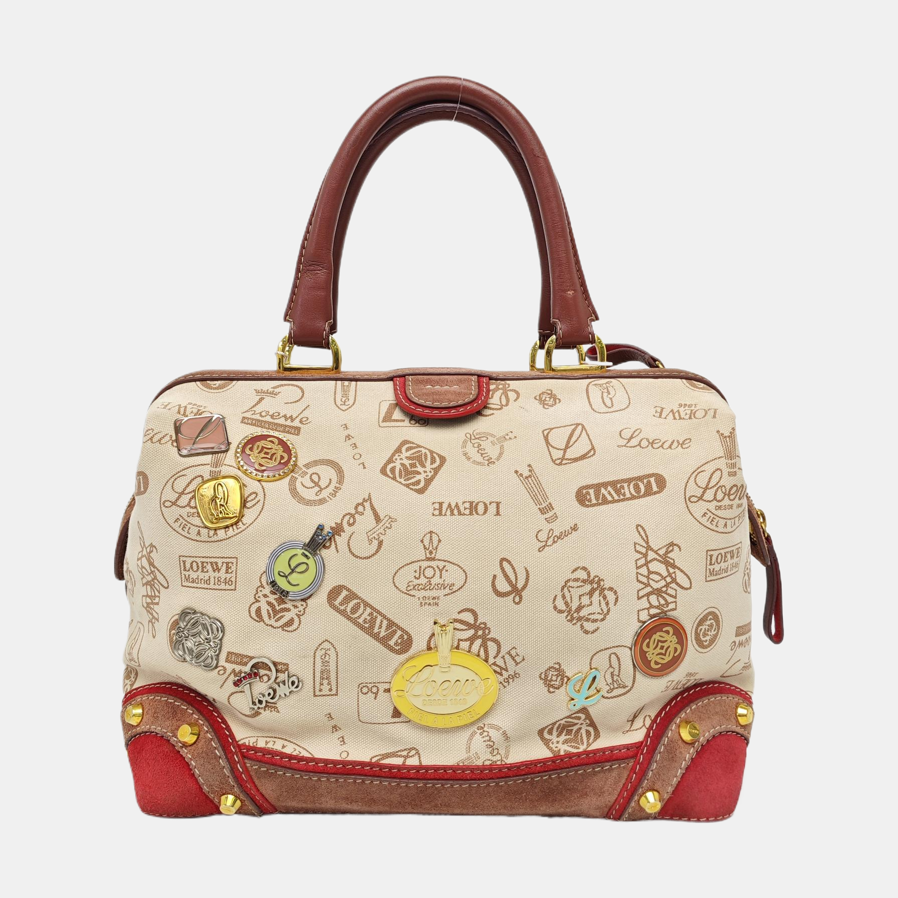 Nylon Top Handle Bag Beige