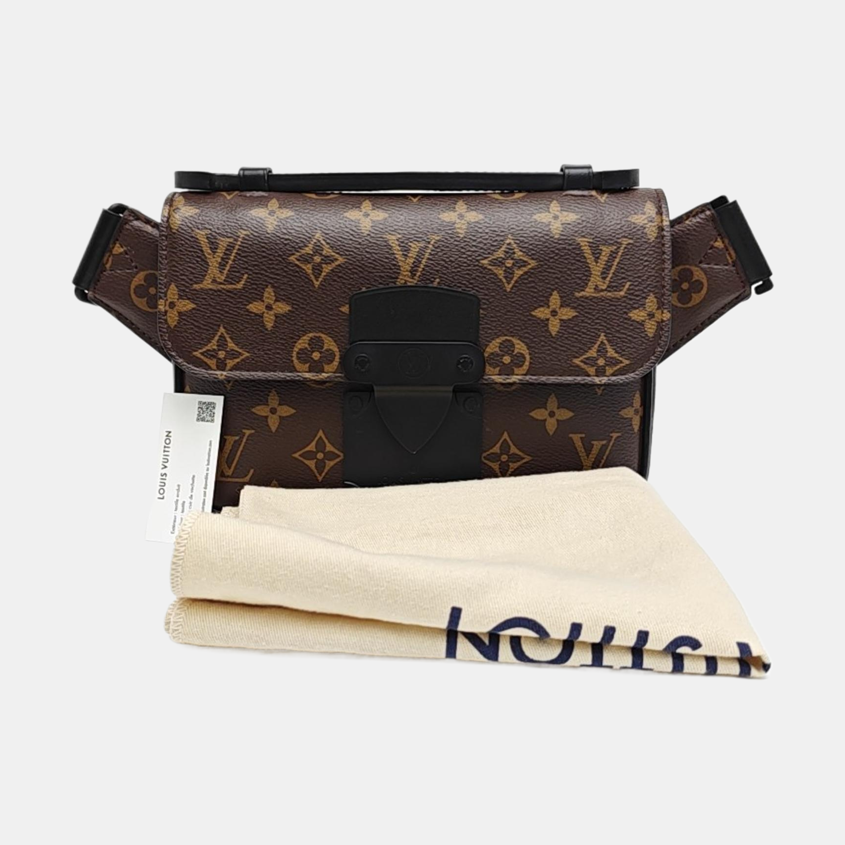 S LOCK Monogram Coated Canvas Brown
