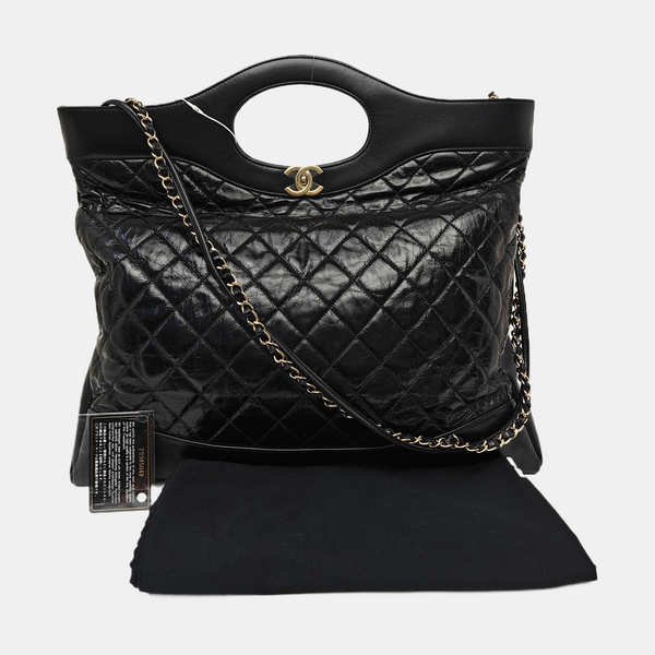 CHANEL 31 Large Quilted Vintage Calf Black