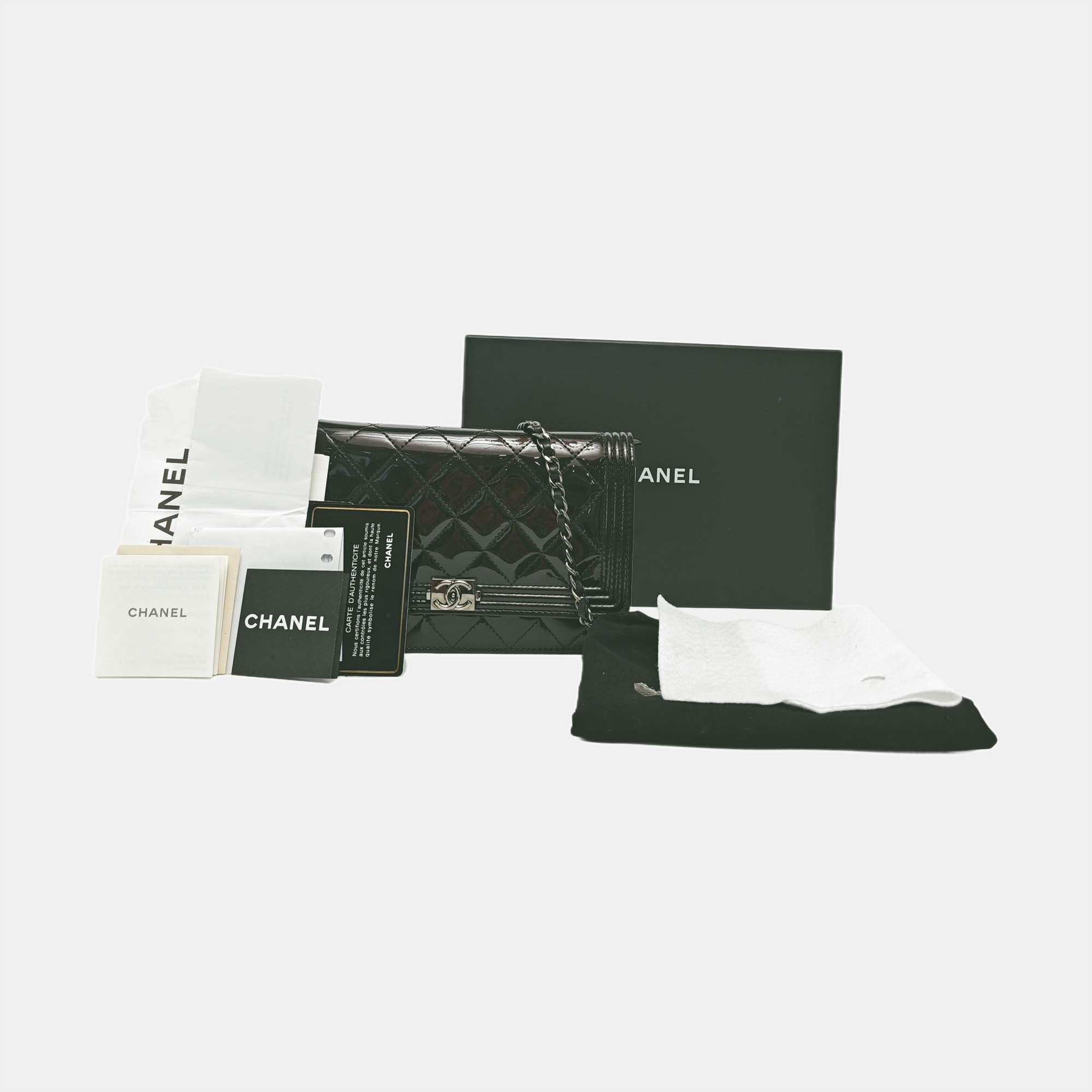 BOY CHANEL WOC Quilted Patent Leather Green