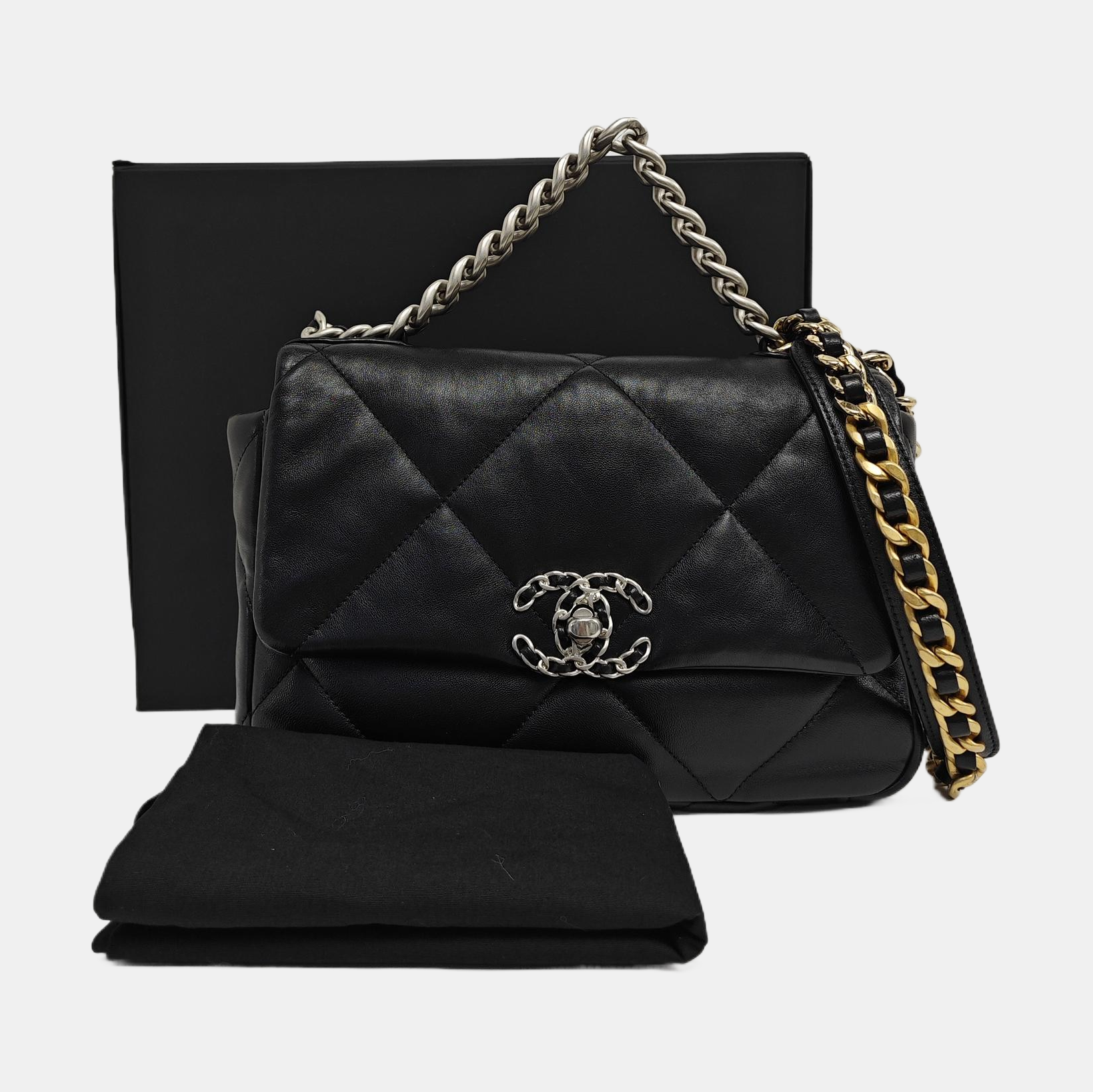 CHANEL 19 Small Quilted Lambskin Black