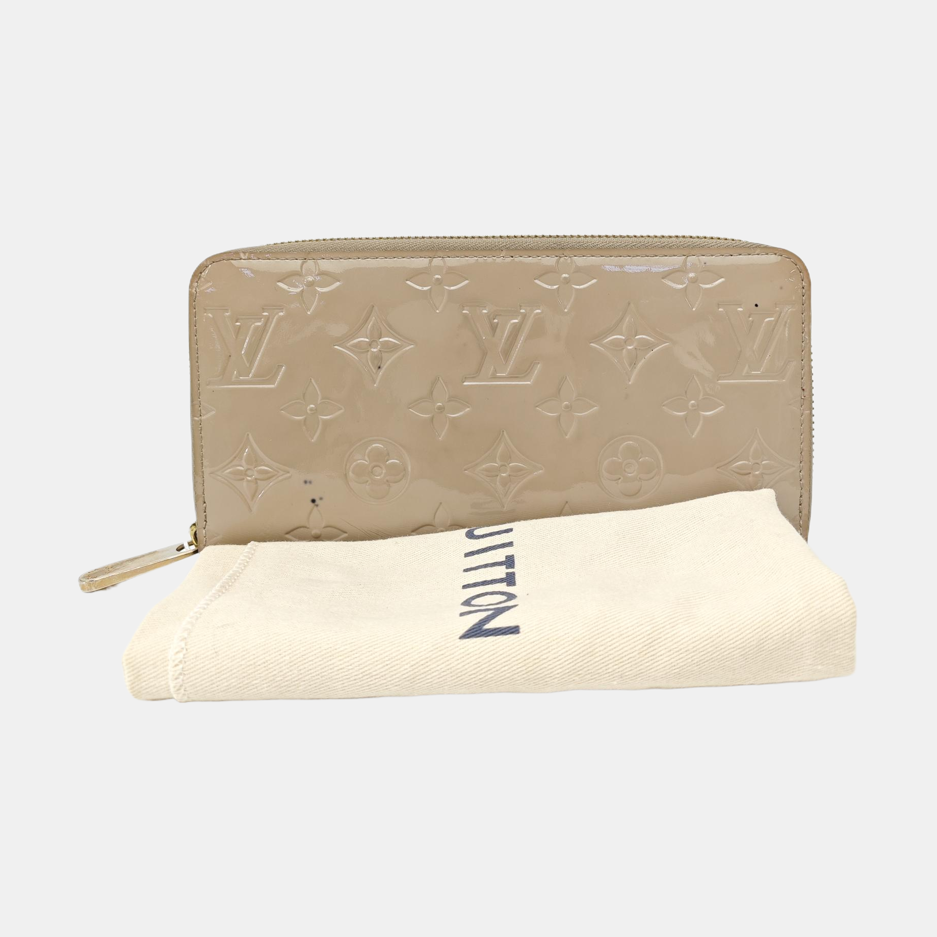 ZIPPY Monogram Patent Leather Gray Wallet