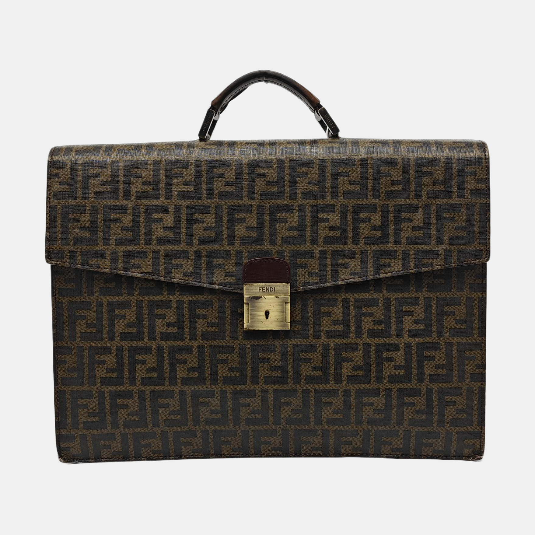 Coated Canvas Top Handle Bag Brown