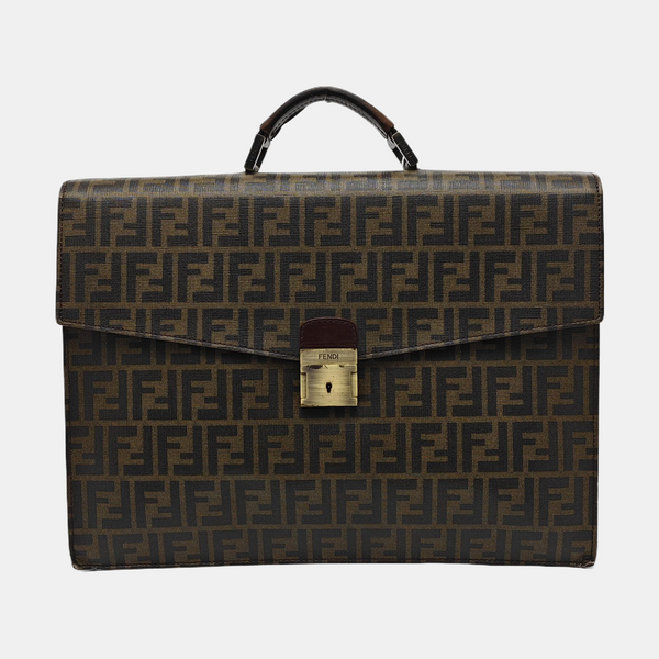 Coated Canvas Top Handle Bag Brown