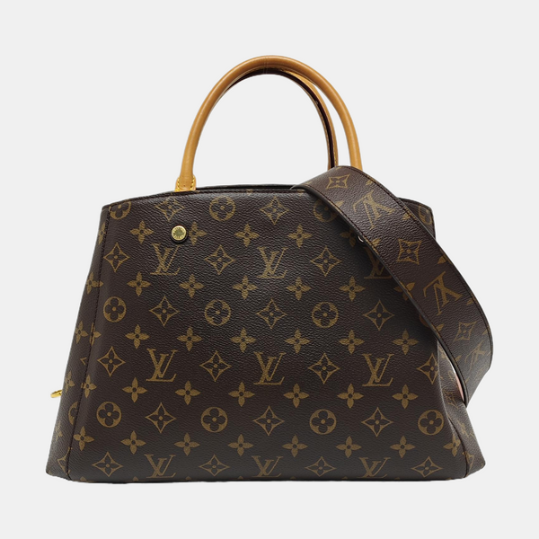 MONTAIGNE MM Monogram Coated Canvas Brown