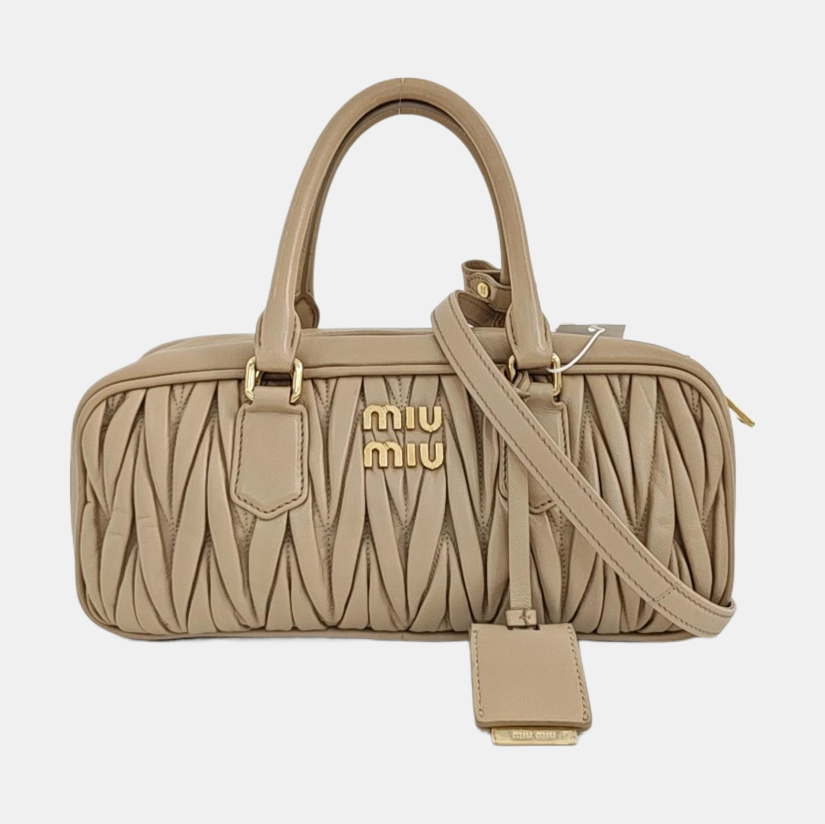 Arcadie Matelassé Large Quilted Lambskin Beige