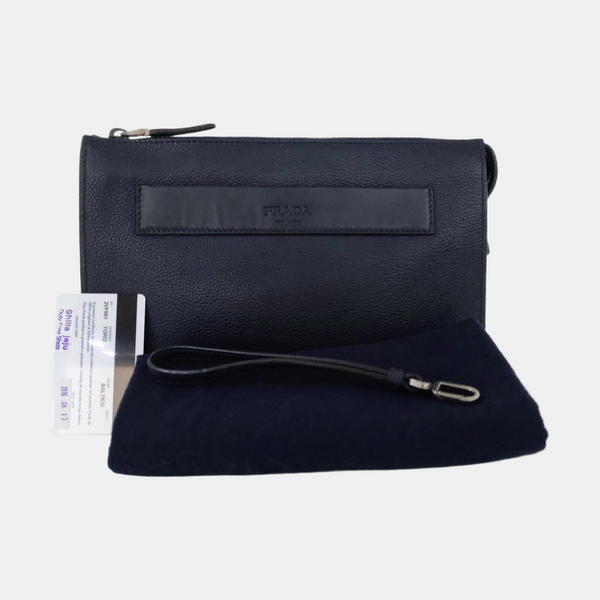 Pouch Quilted Calfskin Blue