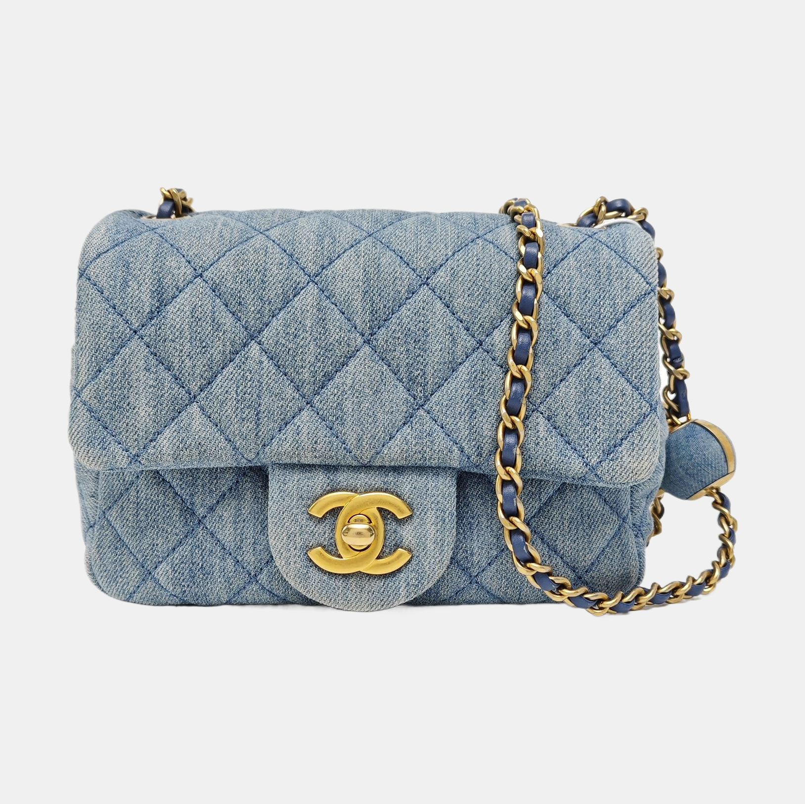 CLASSIC FLAP Mini Quilted Denim Blue