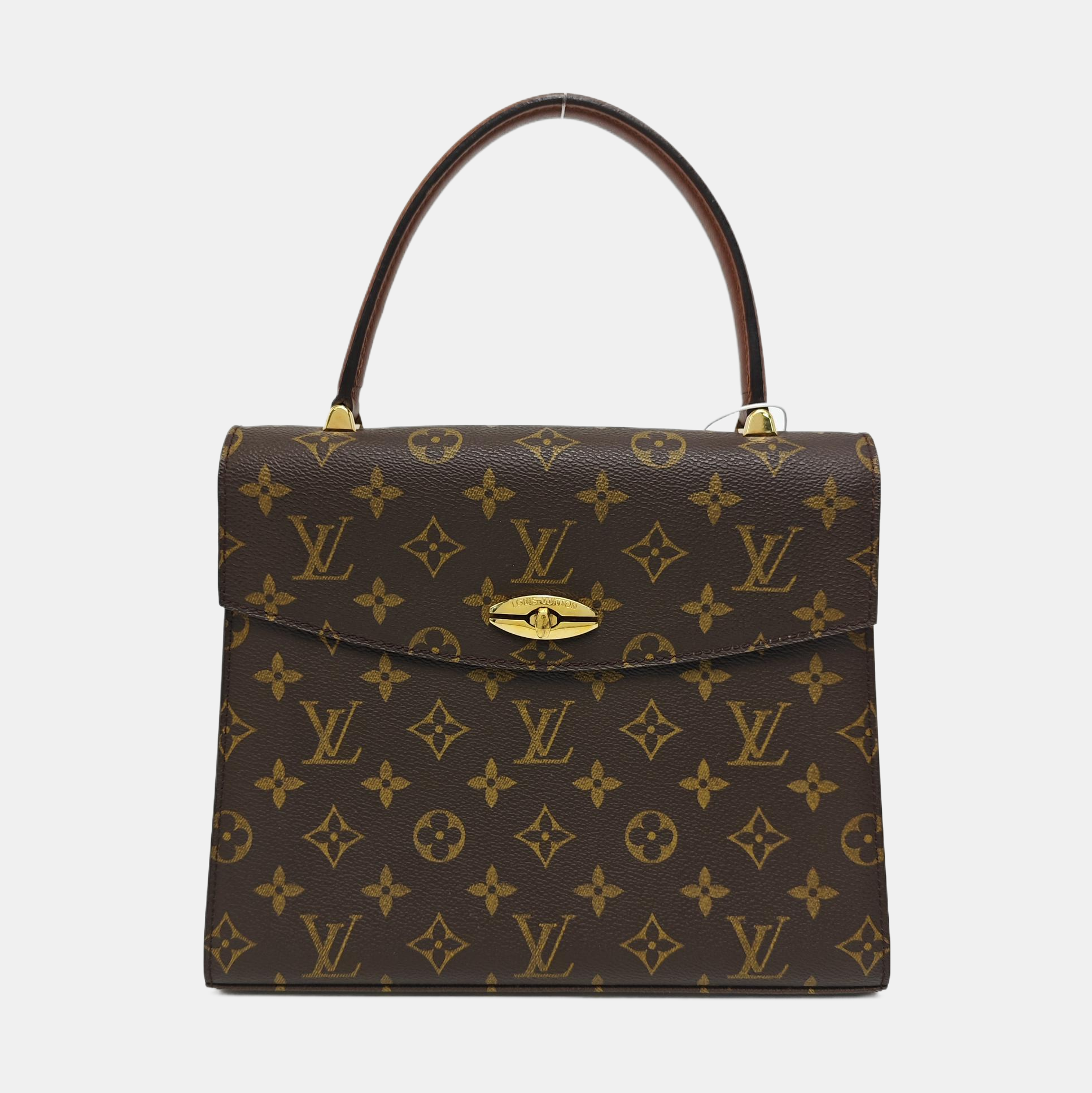 Coated Canvas Top Handle Bag Brown