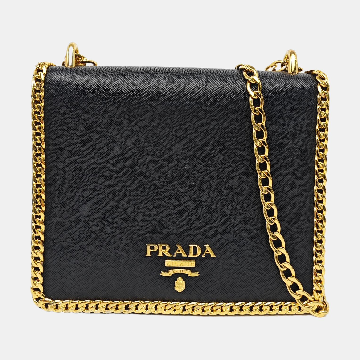 Saffiano Calfskin Shoulder Bag Black