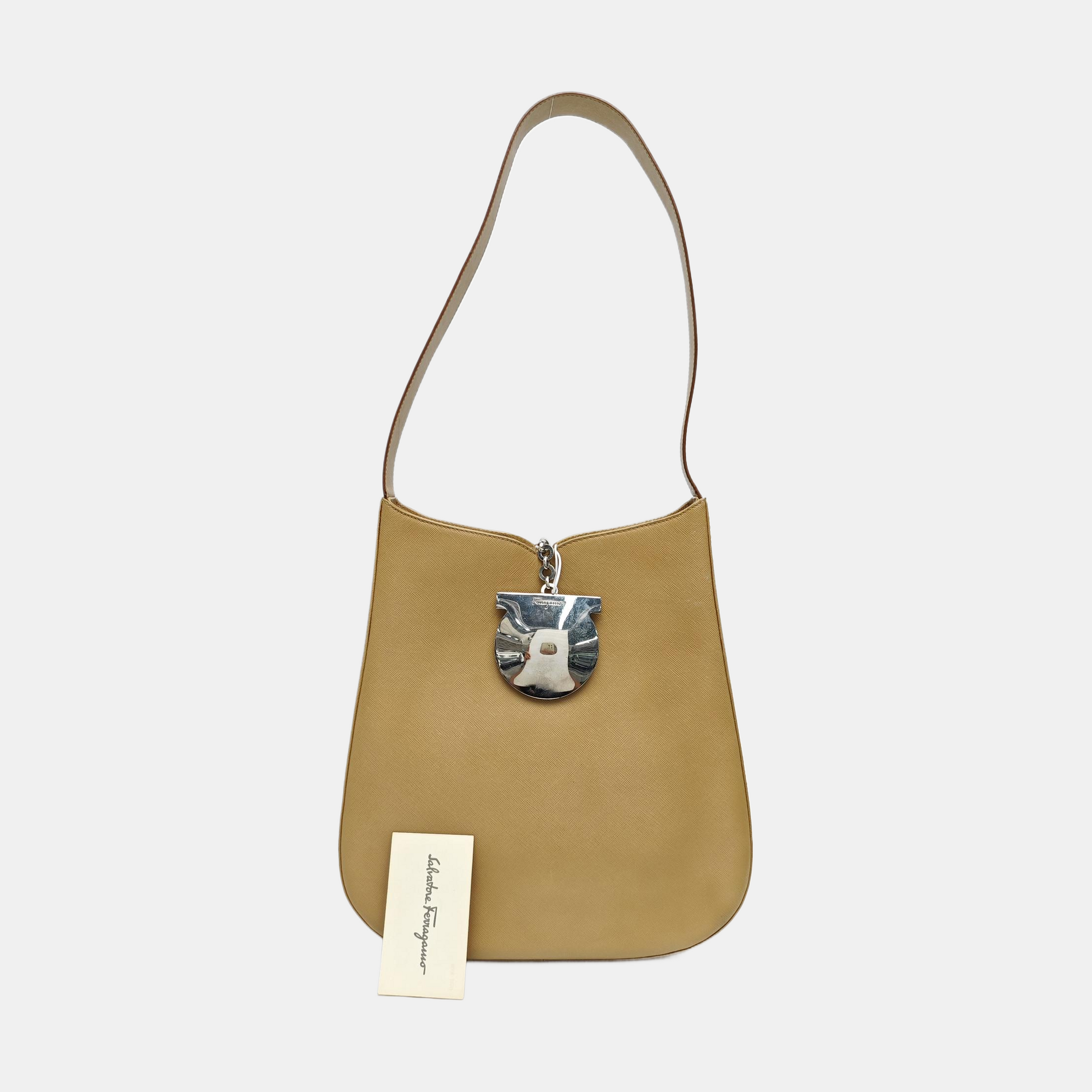 Calfskin Shoulder Bag Beige