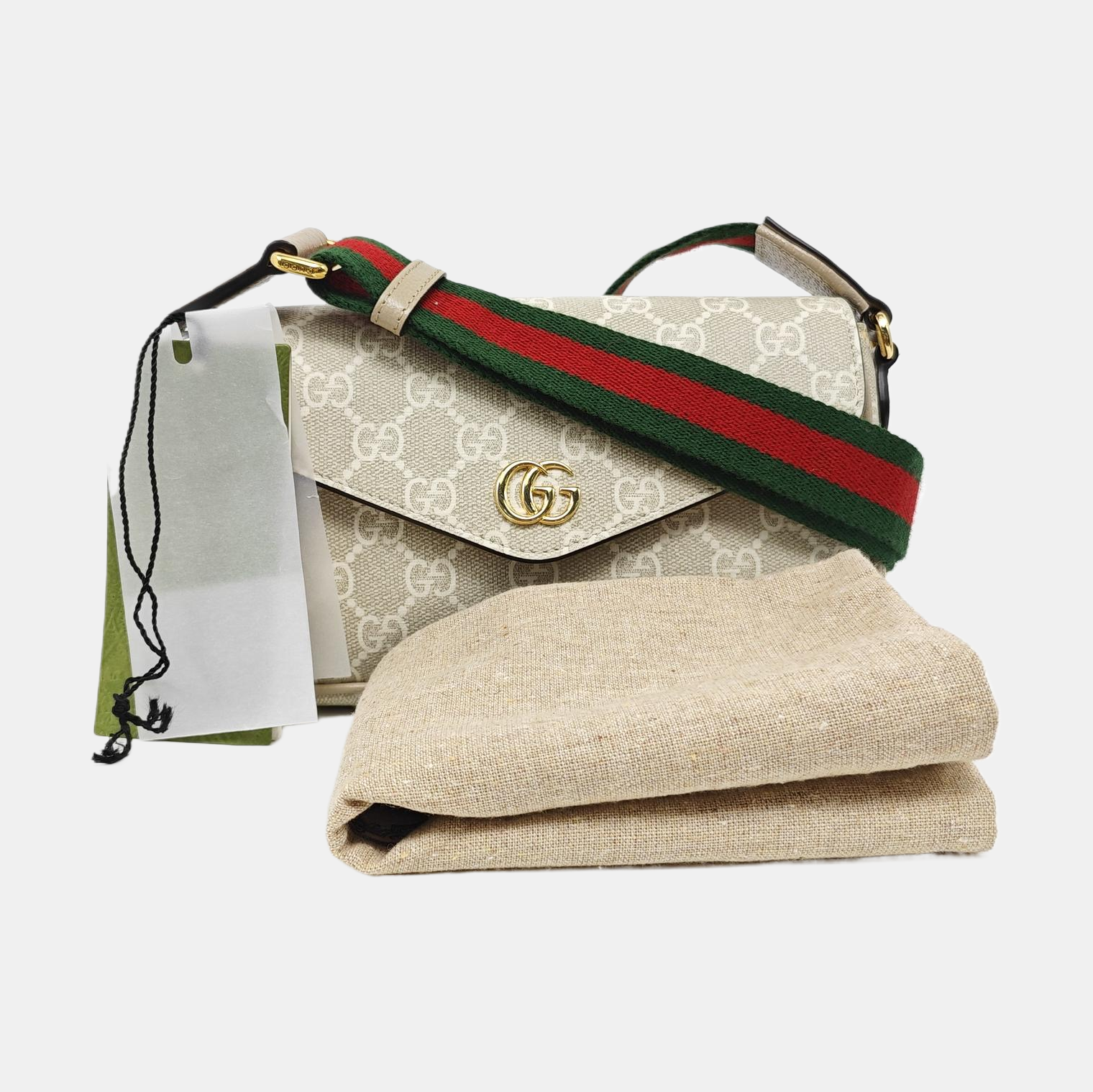 Ophidia Small Monogram Coated Canvas Beige