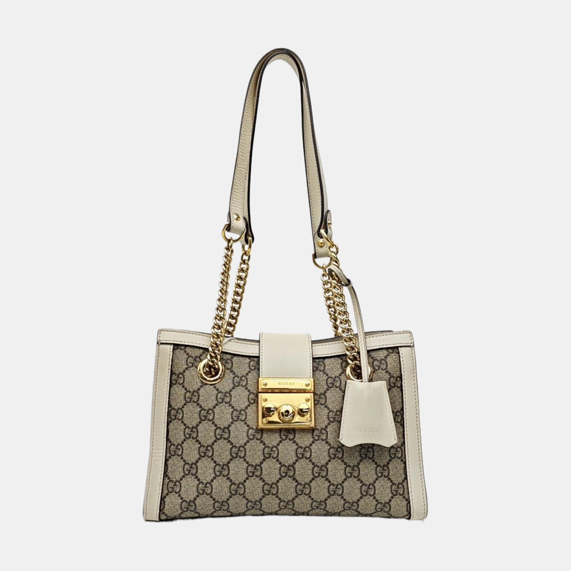 Padlock Small Monogram Coated Canvas Beige