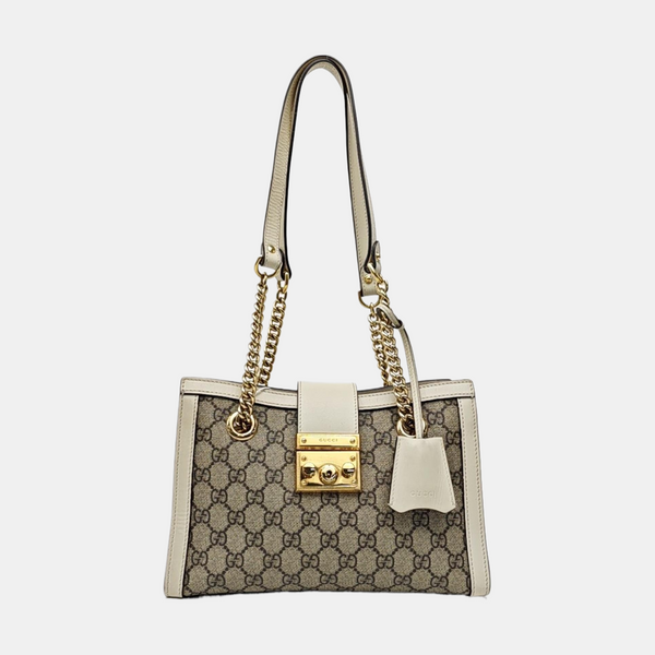 Padlock Small Monogram Coated Canvas Beige