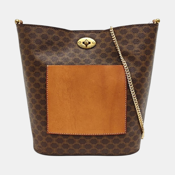 Coated Canvas Clutch Brown