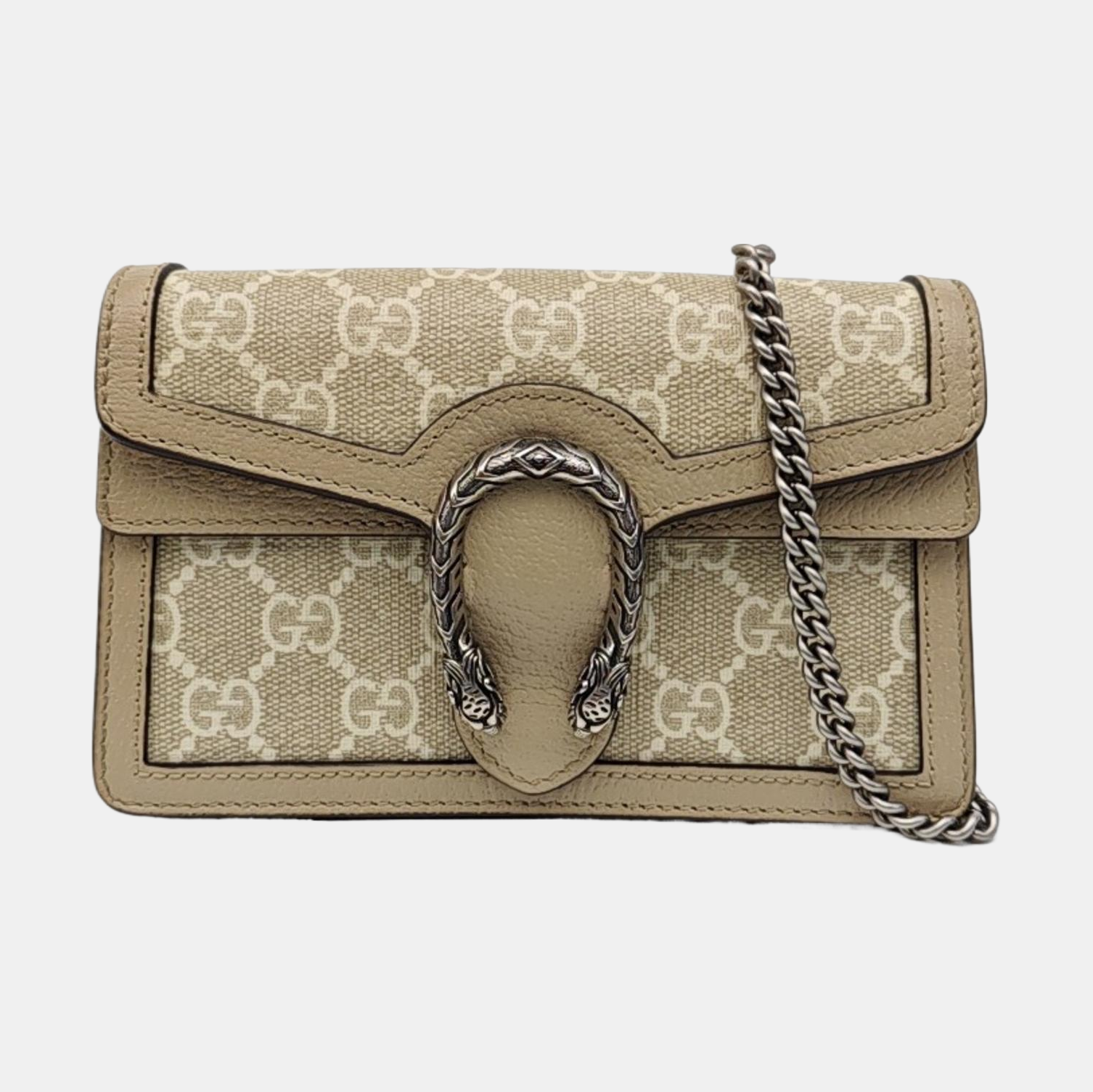 Dionysus Super Mini Monogram Coated Canvas Beige