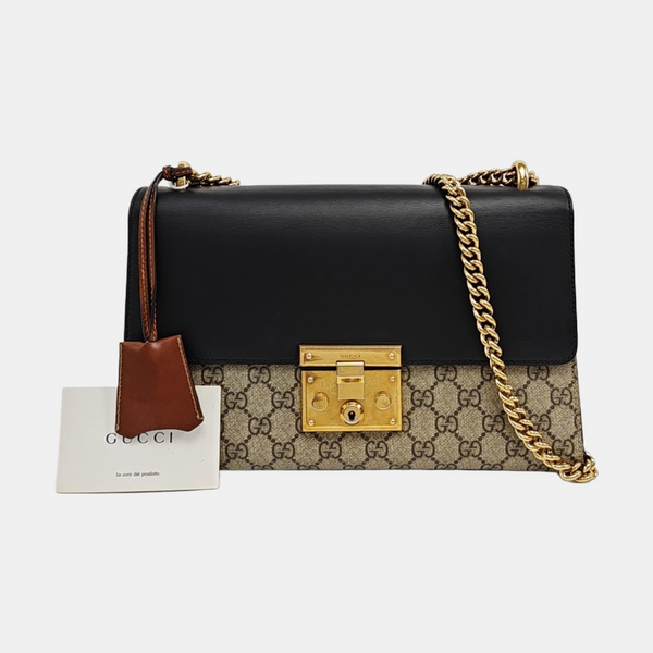 Padlock Medium Monogram Coated Canvas Beige