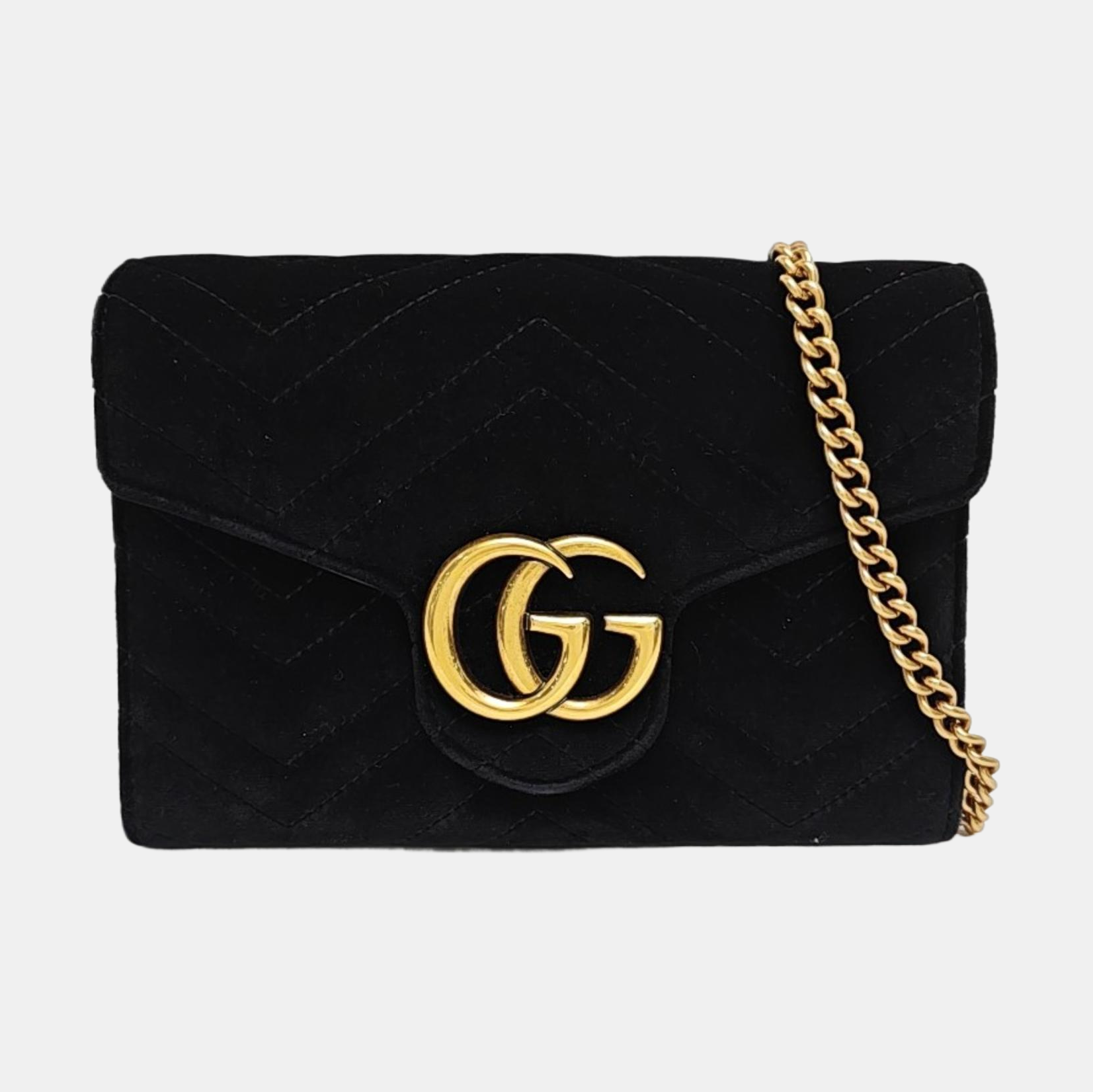 GG Marmont Mini Quilted Velvet Black
