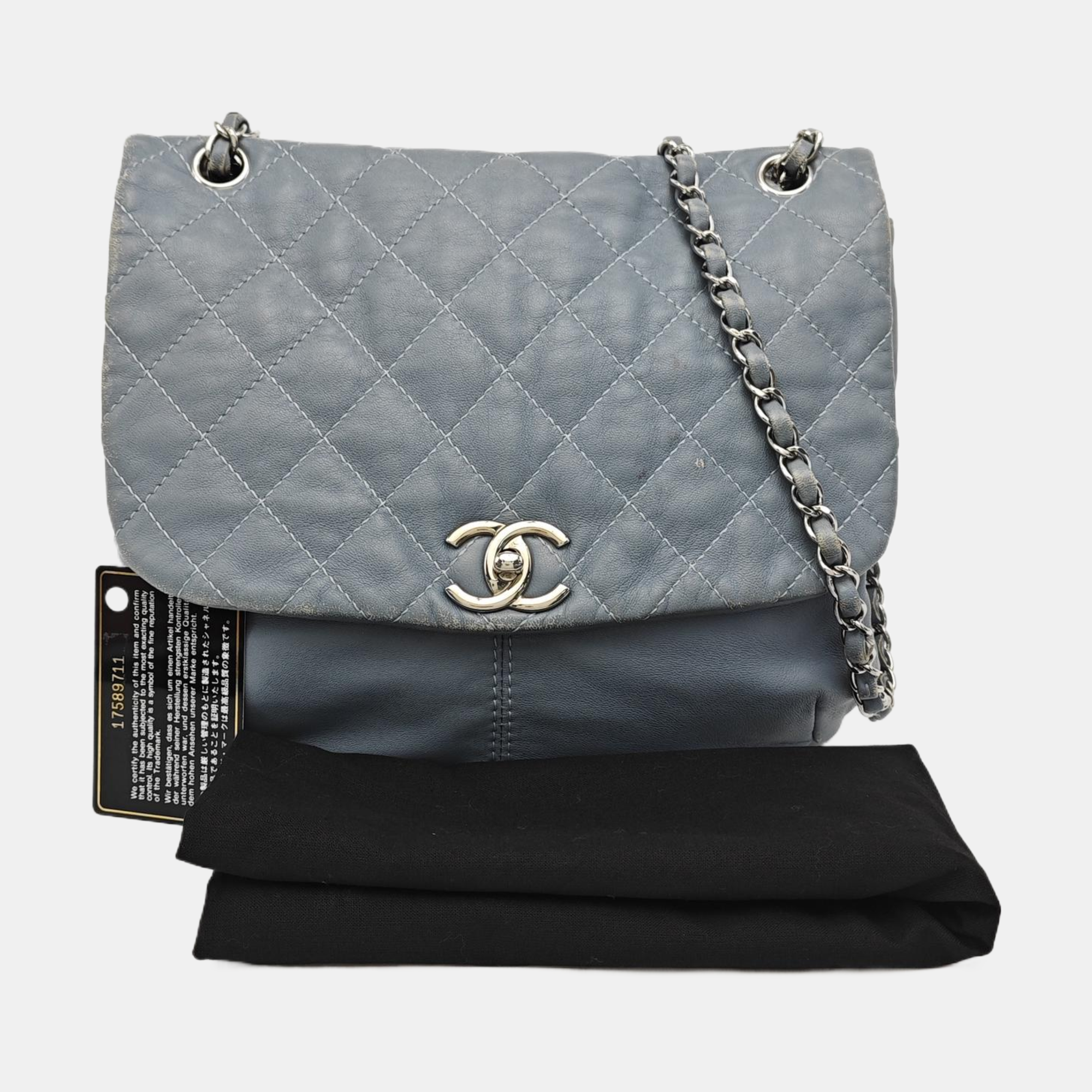 Quilted Calfskin Shoulder Bag Blue