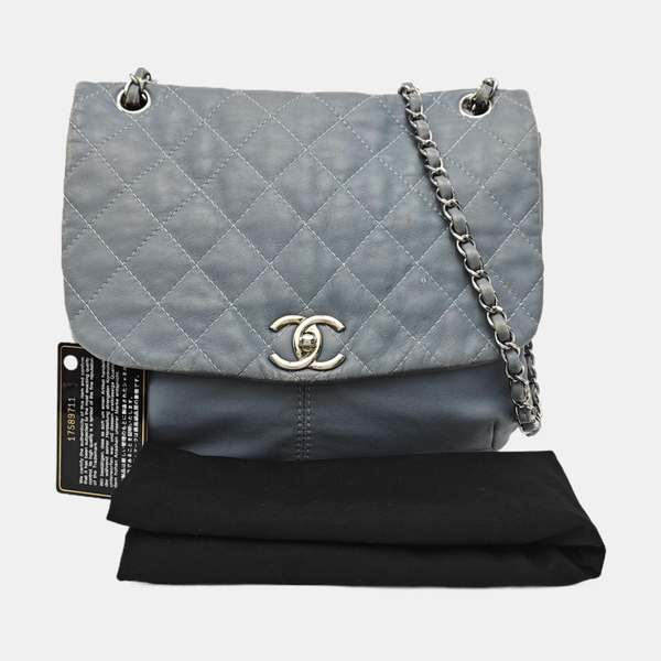 Quilted Calfskin Shoulder Bag Blue