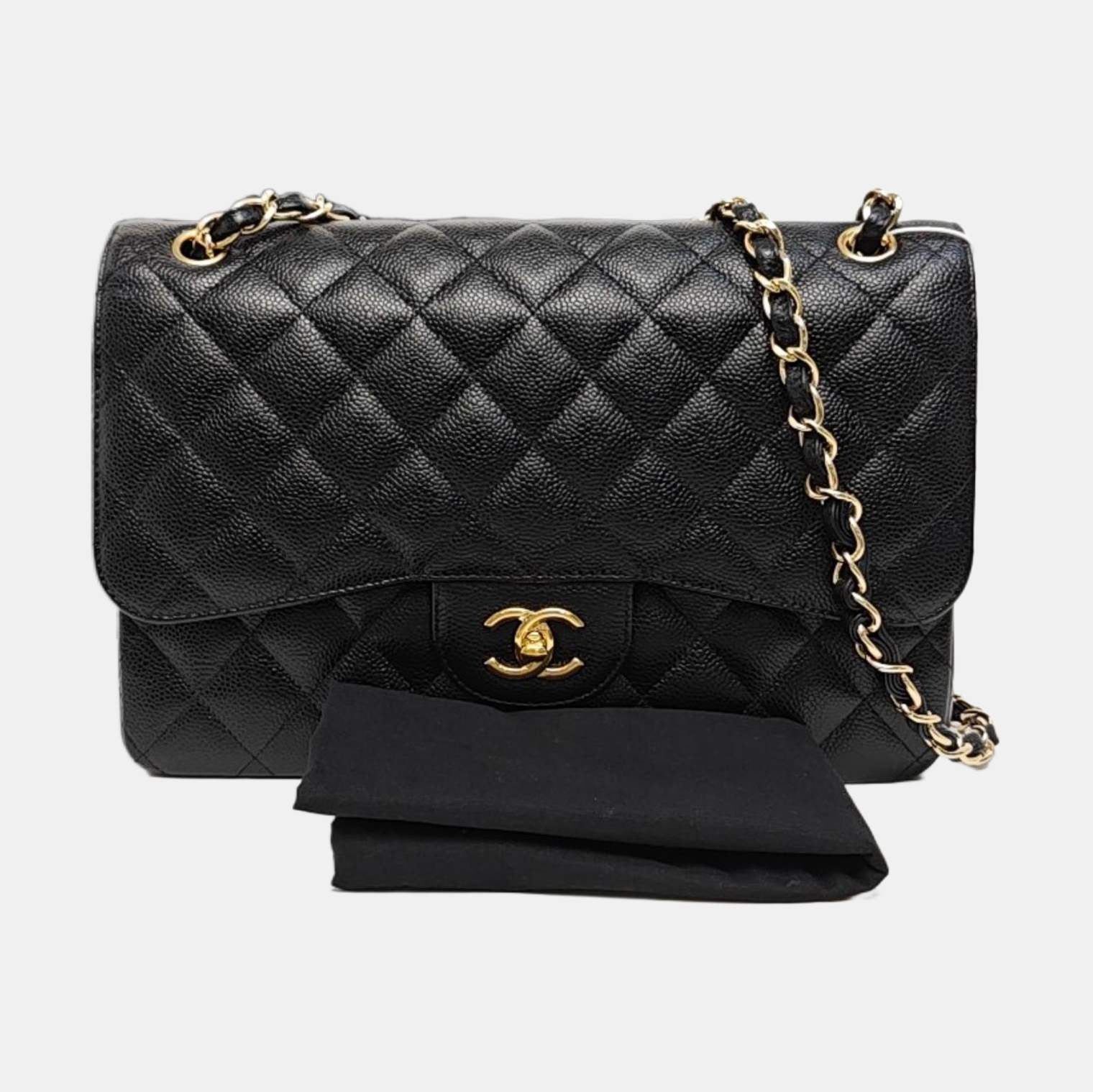 CLASSIC FLAP Jumbo Quilted Grained Calfskin Black