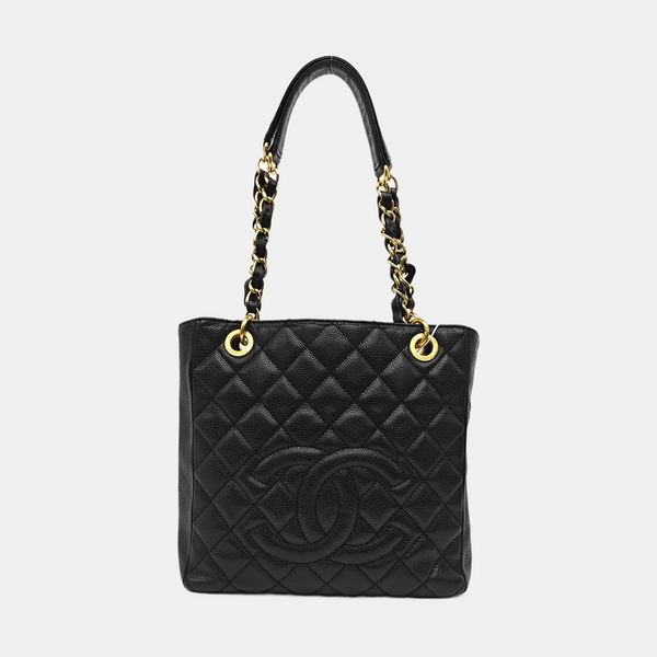 CHANEL PST Quilted Grained Calfskin Black