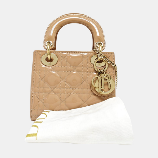 Lady Dior Mini Cannage Patent Leather Pink