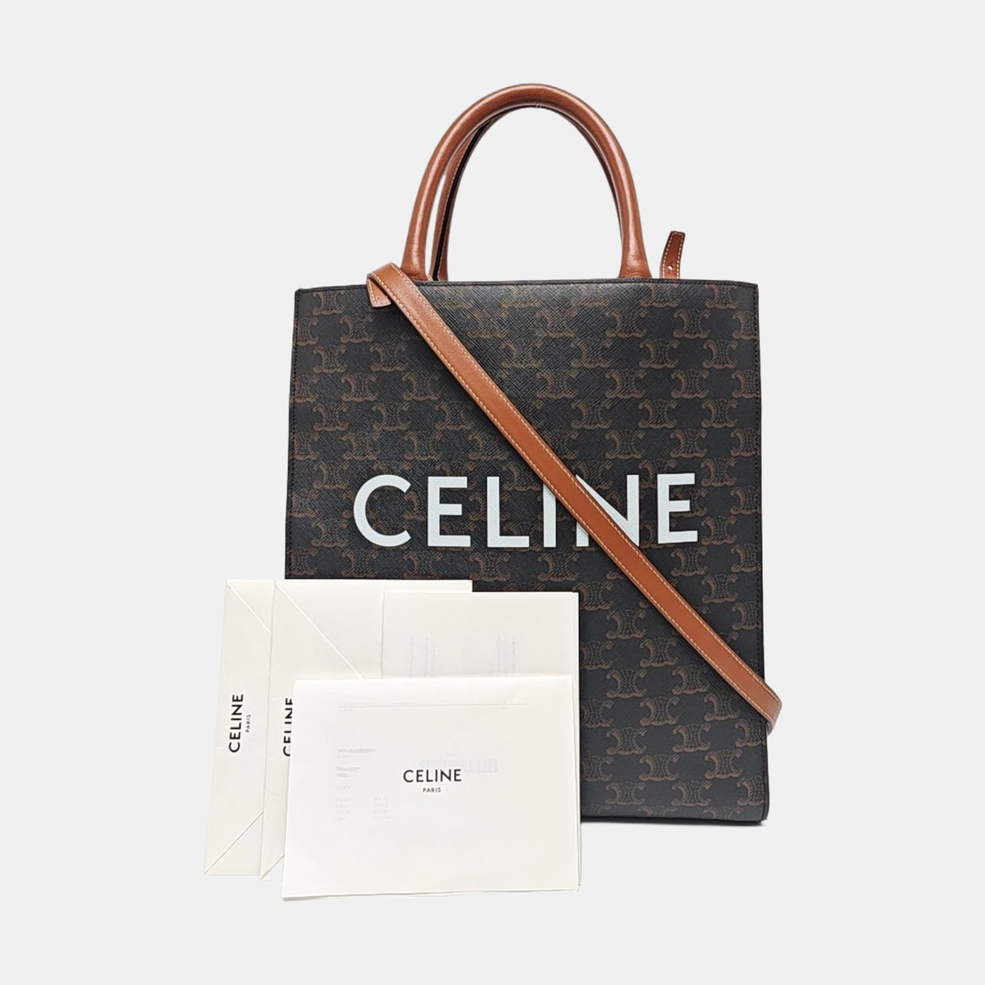 CABAS CELINE Small Coated Canvas Brown