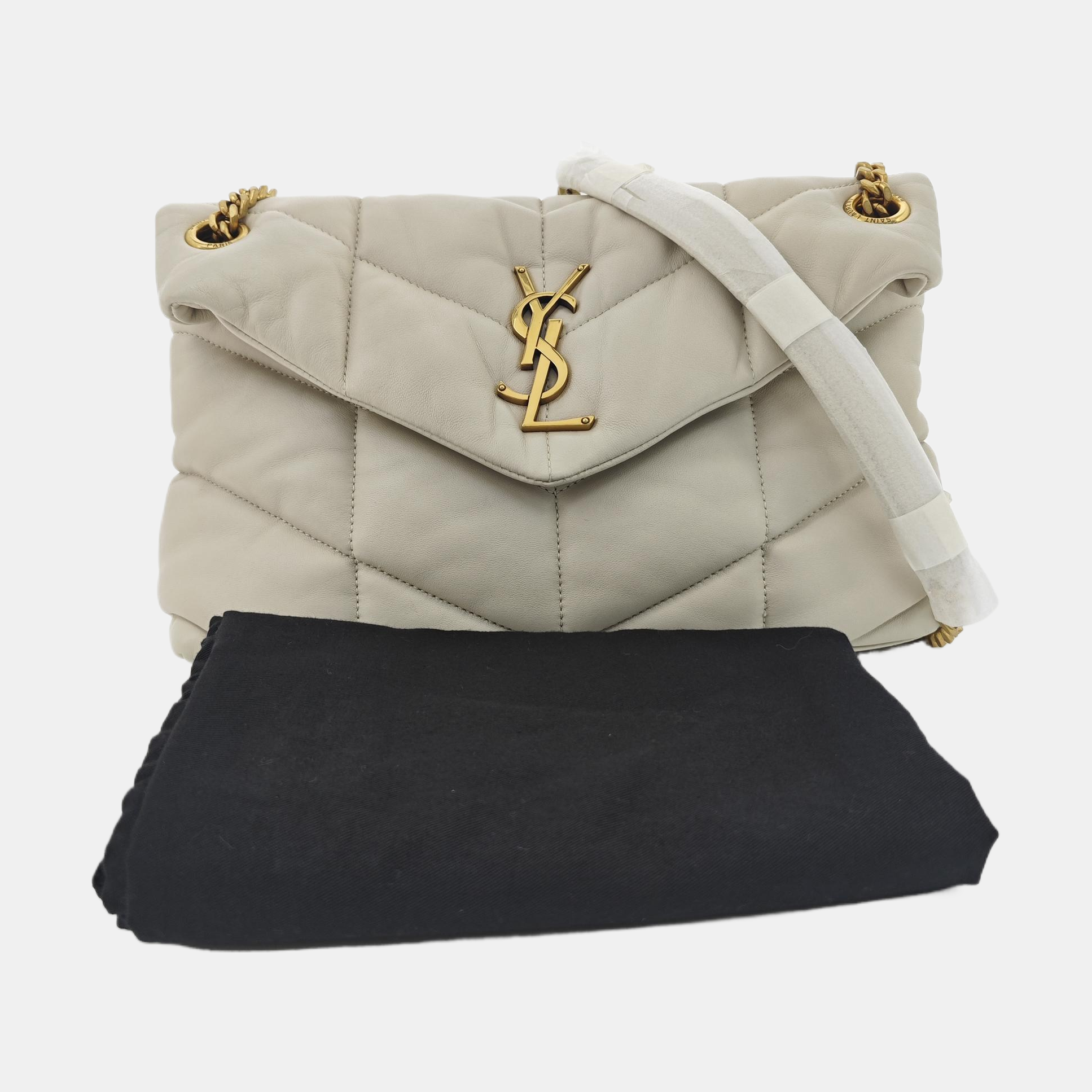 PUFFER Small Quilted Lambskin White
