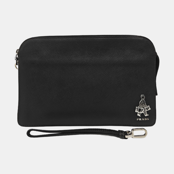 Saffiano Calfskin Clutch Black
