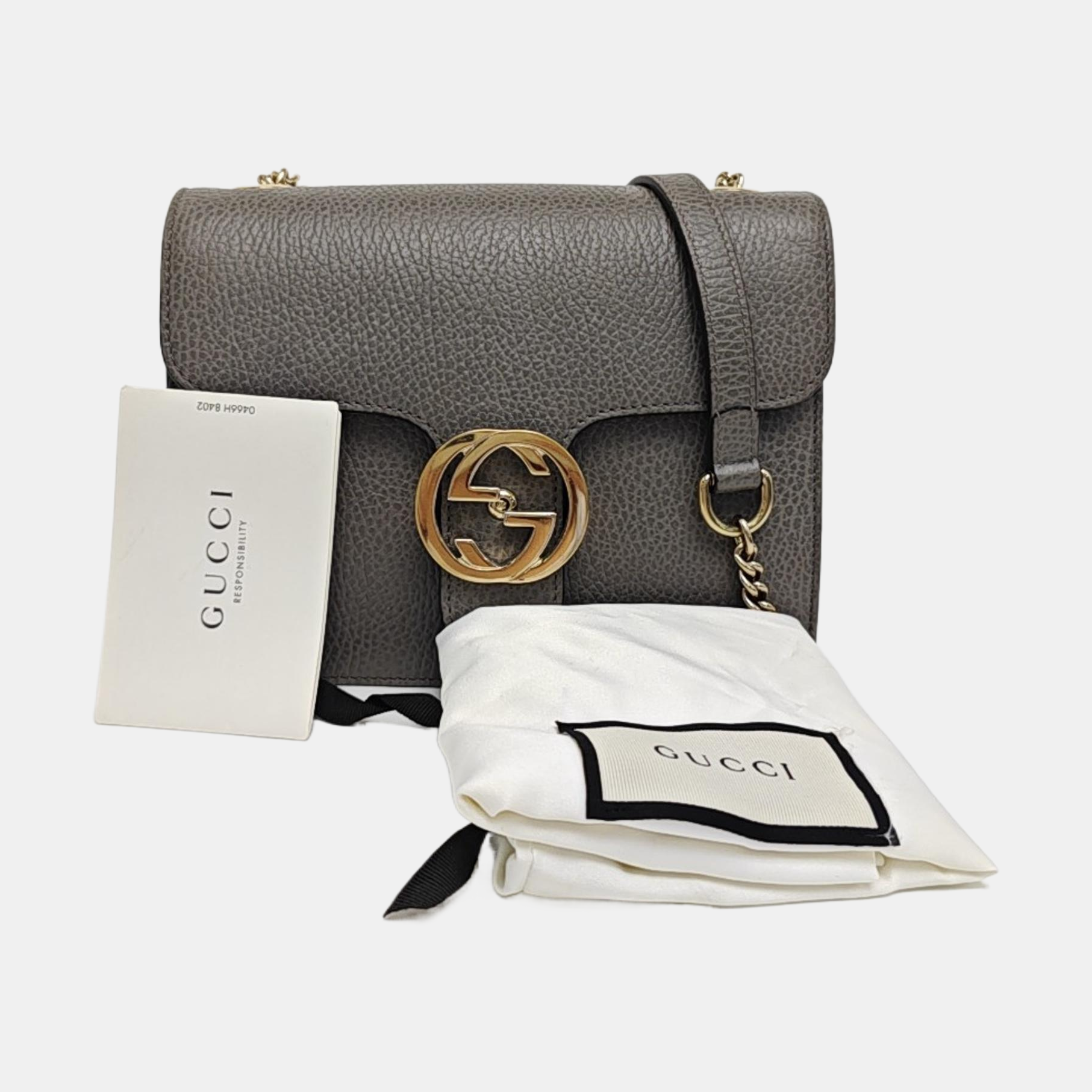 Interlocking G Small Calfskin Gray