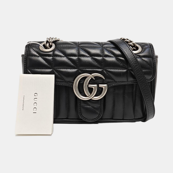 GG Marmont Small Quilted Calfskin Black