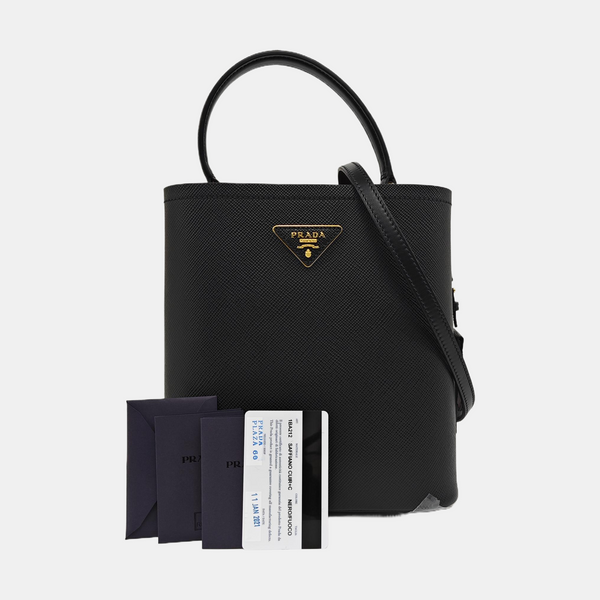 Panier Medium Saffiano Calfskin Black