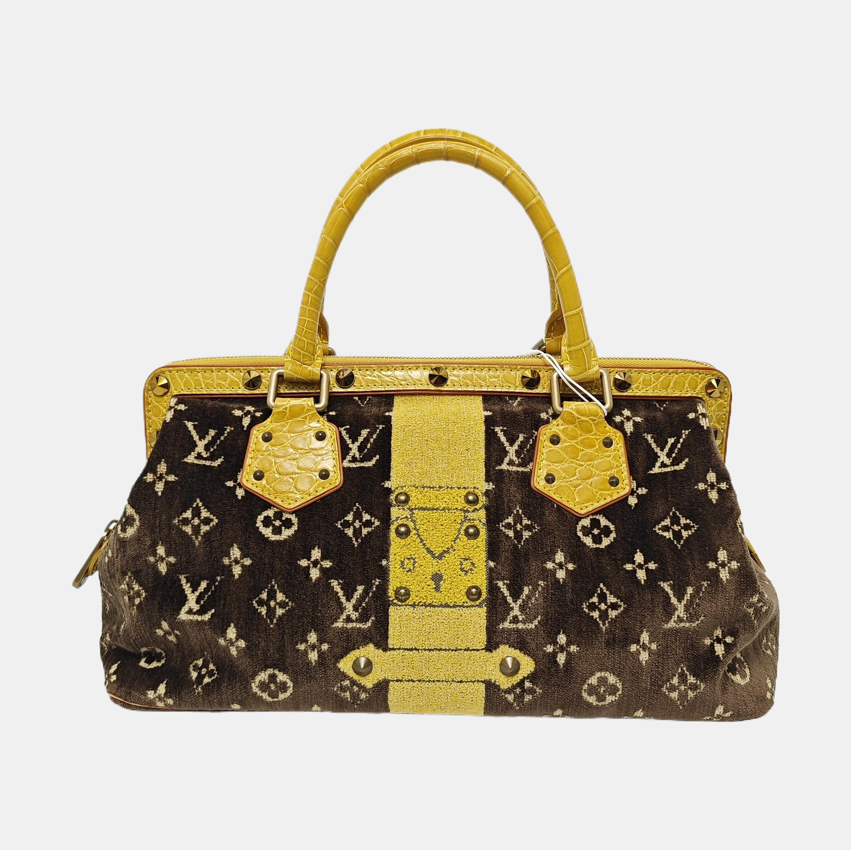 Monogram Crocodile Top Handle Bag GM Brown